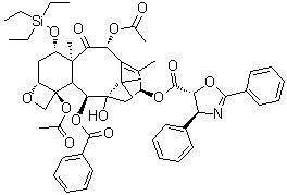 (4S,5R)-4,5-Dihydro-2,4-diphenyl-5-oxazolecarboxylic acid (2aR,4S,4aS,6R,9S,11S,12S,12aR,12bS)-6,12b-bis(acetyloxy)-12-(benzoyloxy)-2a,3,4,4a,5,6,9,10,11,12,12a,12b-dodecahydro-11-hydroxy-4a,8,13,13-tetramethyl-5-oxo-4-[(triethylsilyl)oxy]-7,11-methano-1H-cyclodeca[3,4]benz[1,2-b]oxet-9-yl ester molecular structure (CAS 158722-23-7)