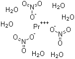 Praseodymium(III) nitrate hexahydrate molecular structure (CAS 15878-77-0)
