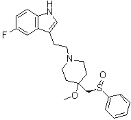 5-Fluoro-3-[2-[4-methoxy-4-[[(R)-phenylsulfinyl]methyl]-1-piperidinyl]ethyl]-1H-indole molecular structure (CAS 158848-32-9)