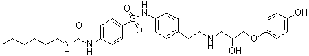 4-[[(Hexylamino)carbonyl]amino]-N-[4-[2-[[(2S)-2-hydroxy-3-(4-hydroxyphenoxy)propyl]amino]ethyl]phenyl]benzenesulfonamide molecular structure (CAS 159182-43-1)