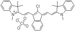 2-((E)-2-(2-Chloro-1-[(E)-2-(1,3,3-trimethyl-1,3-dihydro-2H-indol-2-ylidene)ethylidene]-1H-inden-3-yl)ethenyl)-1,3,3-trimethyl-3H-indolium perchlorate molecular structure (CAS 159824-78-9)