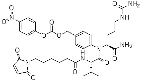 Maleimidocaproyl-L-valine-L-citrulline-p-aminobenzyl alcohol p-nitrophenyl carbonate molecular structure (CAS 159857-81-5)