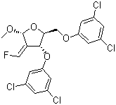 Methyl-2-deoxy-3,5-bis-O-(3,5-dichlorophenyl)-2-(fluoromethylene)-alpha-D-erythro-pentofuranoside molecular structure (CAS 159944-91-9)