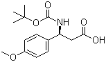 结构式 CAS# 159990-12-2, (S)-Boc-4-甲氧基-beta-苯丙氨酸; (S)-3-叔丁氧羰基氨基-3-(4-甲氧基苯基)丙酸