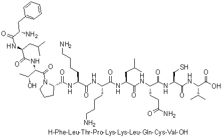 L-Phenylalanyl-L-leucyl-L-threonyl-L-prolyl-L-lysyl-L-lysyl-L-leucyl-L-glutaminyl-L-cysteinyl-L-valine molecular structure (CAS 160215-60-1)