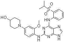 1-[3-Methoxy-4-[[6-[[2-[(1-methylethyl)sulfonyl]phenyl]amino]-9H-purin-2-yl]amino]phenyl]-4-piperidinol molecular structure (CAS 1609584-72-6)