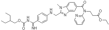 N-[[2-[[[4-[[[(2-Ethylbutoxy)carbonyl]amino]iminomethyl]phenyl]amino]methyl]-1-methyl-1H-benzimidazol-5-yl]carbonyl]-N-2-pyridinyl-beta-alanine ethyl ester molecular structure (CAS 1610758-20-7)