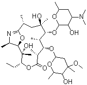 (1R,2R,3R,6R,7S,8S,9R,10R,12R,15R)-7-[(2,6-Dideoxy-3-C-methyl-3-O-methyl-alpha-L-ribo-hexopyranosyl)oxy]-3-ethyl-2,10-dihydroxy-2,6,8,10,12,15-hexamethyl-9-[[3,4,6-trideoxy-3-(dimethylamino)-beta-D-xylo-hexopyranosyl]oxy]-4,16-dioxa-14-azabicyclo[11.2.1]hexadec-13-en-5-one molecular structure (CAS 161193-44-8)