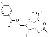 3-Deoxy-3-fluoro-D-ribofuranose 1,2-diacetate 5-(4-methylbenzoate) molecular structure (CAS 1612192-28-5)