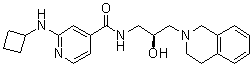 structure of CAS# 1616391-87-7, 2-(Cyclobutylamino)-N-[(2S)-3-(3,4-dihydro-2(1H)-isoquinolinyl)-2-hydroxypropyl]-4-pyridinecarboxamide;EPZ 015866; GSK 3203591