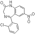 结构式 CAS# 1622-61-3, 氯安定; 氯硝安定; 氯硝西泮; 5-(2-氯苯基)-1,3-二氢-7-硝基-2H-1,4-苯并二氮杂卓-2-酮
