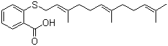 结构式 CAS# 162520-00-5, Salirasib; 2-[[(2E,6E)-3,7,11-三甲基-2,6,10-十二烷三烯-1-基]硫代]苯甲酸