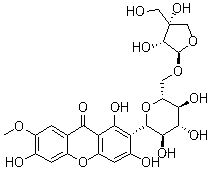 structure of CAS# 162857-78-5, Polygalaxanthone III;2-(6-O-D-Apio-beta-D-furanosyl-beta-D-glucopyranosyl)-1,3,6-trihydroxy-7-methoxy-9H-xanthen-9-one