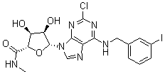 1-[2-Chloro-6-[[(3-iodophenyl)methyl]amino]-9H-purin-9-yl]-1-deoxy-N-methyl-beta-D-ribofuranuronamide molecular structure (CAS 163042-96-4)