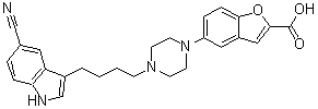 5-[4-[4-(5-Cyano-1H-indol-3-yl)butyl]-1-piperazinyl]-2-benzofurancarboxylic acid molecular structure (CAS 163521-19-5)