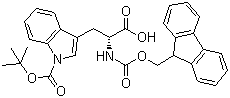 结构式 CAS# 163619-04-3, N-alpha-芴甲氧羰基-N-in-叔丁氧羰基-D-色氨酸