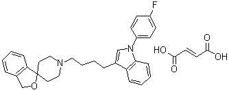 结构式 CAS# 163630-79-3, 1'-[4-[1-(4-氟苯基)-1H-吲哚-3-基]丁基]-螺[异苯并呋喃-1(3H),4'-哌啶]富马酸盐