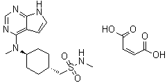 trans-N-Methyl-4-(methyl-7H-pyrrolo[2,3-d]pyrimidin-4-ylamino)cyclohexanemethanesulfonamide (2Z)-2-butenedioate (1:1) molecular structure (CAS 1640292-55-2)