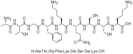 L-Alanyl-L-threonylglycyl-L-phenylalanyl-L-lysyl-L-glutaminyl-L-seryl-L-seryl-L-lysine molecular structure (CAS 164031-31-6)