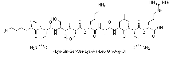 L-Lysyl-L-glutaminyl-L-seryl-L-seryl-L-lysyl-L-alanyl-L-leucyl-L-glutaminyl-L-arginine molecular structure (CAS 164031-33-8)