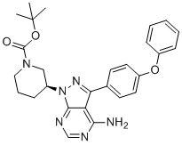 tert-Butyl (S)-3-(4-amino-3-(4-phenoxyphenyl)-1H-pyrazolo[3,4-d]pyrimidin-1-yl)piperidine-1-carboxylate molecular structure (CAS 1642571-08-1)