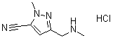 structure of CAS# 1643141-20-1, 1-Methyl-3-[(methylamino)methyl]-1H-pyrazole-5-carbonitrile hydrochloride (1:1)