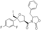 [3S-[3alpha(S*),5alpha]]-3-[[5-(2,4-二氟苯基)四氢-5-(碘甲基)-3-呋喃基]羰基]-4-苄基-2-恶唑烷酮分子结构 (CAS 165115-89-9)