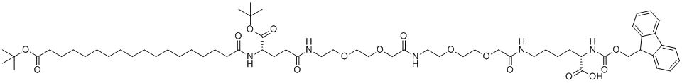 Fmoc-L-Lys[Oct-(otBu)-Glu-(otBu)-AEEA-AEEA]-OH molecular structure (CAS 1662688-20-1)