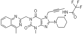 N-[(3R)-1-[7-(2-Butyn-1-yl)-2,3,6,7-tetrahydro-3-methyl-1-[(4-methyl-2-quinazolinyl)methyl]-2,6-dioxo-1H-purin-8-yl]-3-piperidinyl]-2,2,2-trifluoroacetamide molecular structure (CAS 1673546-62-7)