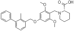 (2S)-1-[[2,6-Dimethoxy-4-[(2-methyl[1,1'-biphenyl]-3-yl)methoxy]phenyl]methyl]-2-piperidinecarboxylic acid molecular structure (CAS 1675201-83-8)