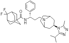 4,4-Difluoro-N-[(1S)-3-[(3-exo)-3-[3-methyl-5-(1-methylethyl)-4H-1,2,4-triazol-4-yl]-8-azabicyclo[3.2.1]oct-8-yl]-1-phenylpropyl]tricyclo[3.3.1.1(3,7)]decane-1-carboxamide molecular structure (CAS 1678517-29-7)