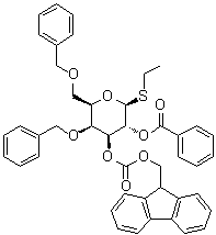 Ethyl 4,6-bis-O-(phenylmethyl)-1-thio-beta-D-galactopyranoside 2-benzoate 3-(9H-fluoren-9-ylmethyl carbonate) molecular structure (CAS 1683572-16-8)