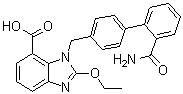 结构式 CAS# 1696392-11-6, 1-[[2'-(氨基羰基)[1,1'-联苯]-4-基]甲基]-2-乙氧基-1H-苯并咪唑-7-羧酸