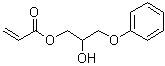 structure of CAS# 16969-10-1, 2-Hydroxy-3-phenoxypropyl acrylate;Aronix M 5710; CN 131B; DA 141; Doublemer 120; Doublemer DM 120; EC 620; EC 620 (acrylate); Epoxy Ester M 600A; Kayarad R 128; Kayarad R 128H; Laromer 8830; Light Acrylate M 600A; M 5700; M 600A; NK Ester 702A; Newfrontier PGA; Phenyl glycidyl ether acrylate; R 128; R 128H