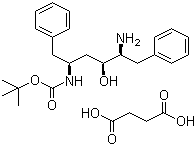 [2S,3S,5S]-2-Amino-3-hydroxy-5-tert-butyloxycarbonylamino-1,6-diphenylhexane succinate salt molecular structure (CAS 169870-02-4)