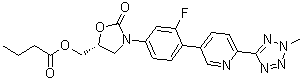 Butanoic acid [(5R)-3-[3-fluoro-4-[6-(2-methyl-2H-tetrazol-5-yl)-3-pyridinyl]phenyl]-2-oxo-5-oxazolidinyl]methyl ester molecular structure (CAS 1700656-54-7)
