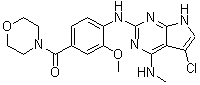 结构式 CAS# 1700693-08-8, [4-[[5-氯-4-(甲基氨基)-7H-吡咯并[2,3-d]嘧啶-2-基]氨基]-3-甲氧基苯基]-4-吗啉基甲酮