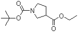 structure of CAS# 170844-49-2, Ethyl 1-Boc-3-pyrrolidinecarboxylate;Pyrrolidine-1,3-dicarboxylic acid 1-tert-butyl ester 3-ethyl ester