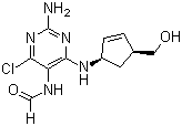 N-[2-Amino-4-chloro-6-[[(1R,4S)-4-(hydroxymethyl)-2-cyclopenten-1-yl]amino]-5-pyrimidinyl]formamide molecular structure (CAS 171887-04-0)