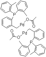 结构式 CAS# 172418-32-5, 反式-双[2-(二邻甲苯基膦)苄基]乙酸二钯