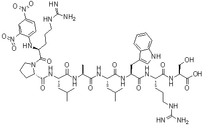 N2-(2,4-Dinitrophenyl)-L-arginyl-L-prolyl-L-leucyl-L-alanyl-L-leucyl-L-tryptophyl-L-arginyl-L-serine molecular structure (CAS 172666-82-9)