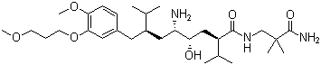structure of CAS# 173334-57-1, Aliskiren;(2S,4S,5S,7S)-5-Amino-N-(2-carbamoyl-2-methylpropyl)-4-hydroxy-2-isopropyl-7-[4-methoxy-3-(3-methoxypropoxy)benzyl]-8-methylnonanamide