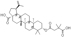 structure of CAS# 174022-42-5, Bevirimat;FH 11327; O-(3,3-Dimethylsuccinyl)betulinic acid; PA 457; YK FH312