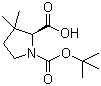 (S)-N-Boc-3,3-dimethylpyrrolidine-2-carboxylic acid molecular structure (CAS 174060-98-1)