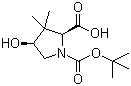 (2S,4S)-N-Boc-4-羟基-3,3-二甲基吡咯烷-2-甲酸分子结构 (CAS 174060-99-2)