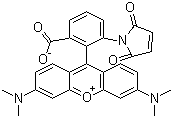 structure of CAS# 174568-68-4, Tetramethylrhodamine-6-maleimide;9-[2-Carboxy-6-(2,5-dihydro-2,5-dioxo-1H-pyrrol-1-yl)phenyl]-3,6-bis(dimethylamino)xanthylium inner salt
