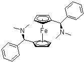 1,1'-二((R)-(二甲基氨基)(苯基)甲基)二茂铁分子结构 (CAS 174589-08-3)