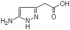 structure of CAS# 174891-10-2, (5-Aminopyrazol-3-yl)acetic acid;5-Amino-1H-pyrazol-3-ylacetic acid; 5-Amino-1H-pyrazole-3-acetic acid