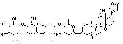 structure of CAS# 17598-65-1, Deslanoside;4-[(3S,5R,8R,9S,10S,12R,13S,14S,17R)-12,14-dihydroxy-3-[(2R,4S,5S,6R)-4-hydroxy-5-[(2S,4S,5S,6R)-4-hydroxy-5-[(2S,4S,5S,6R)-4-hydroxy-6-methyl-5-[(2S,3R,4S,5S,6R)-3,4,5-trihydroxy-6-(hydroxymethyl)oxan-2-yl]oxyoxan-2-yl]oxy-6-methyloxan-2-yl]oxy-6-methyloxan-2-yl]oxy-10,13-dimethyl-1,2,3,4,5,6,7,8,9,11,12,15,16,17-tetradecahydrocyclopenta[a]phenanthren-17-yl]-5H-furan-2-one