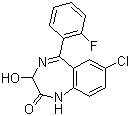 7-Chloro-5-(2-fluorophenyl)-1,3-dihydro-3-hydroxy-2H-1,4-benzodiazepin-2-one molecular structure (CAS 17617-60-6)